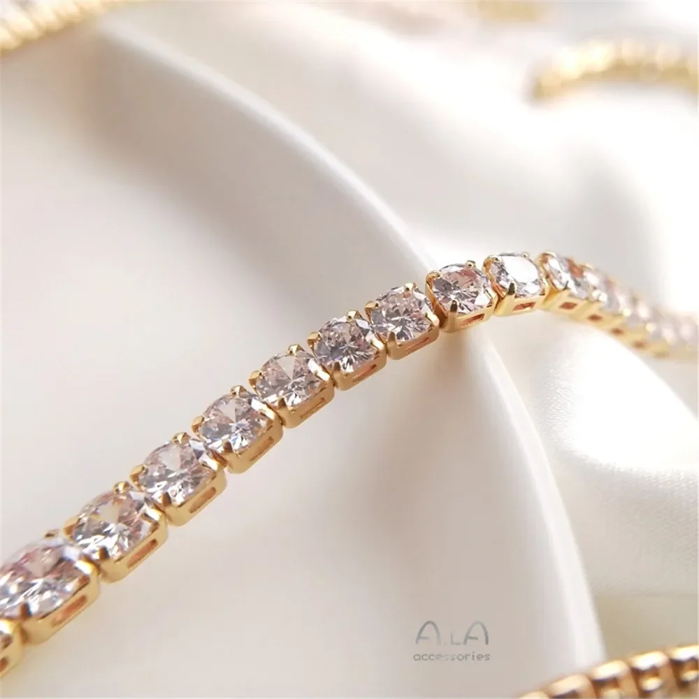 14K Gold Plated Austrian zircon chain diamond claw chain Loose chain DIY bracelet necklace ornament material