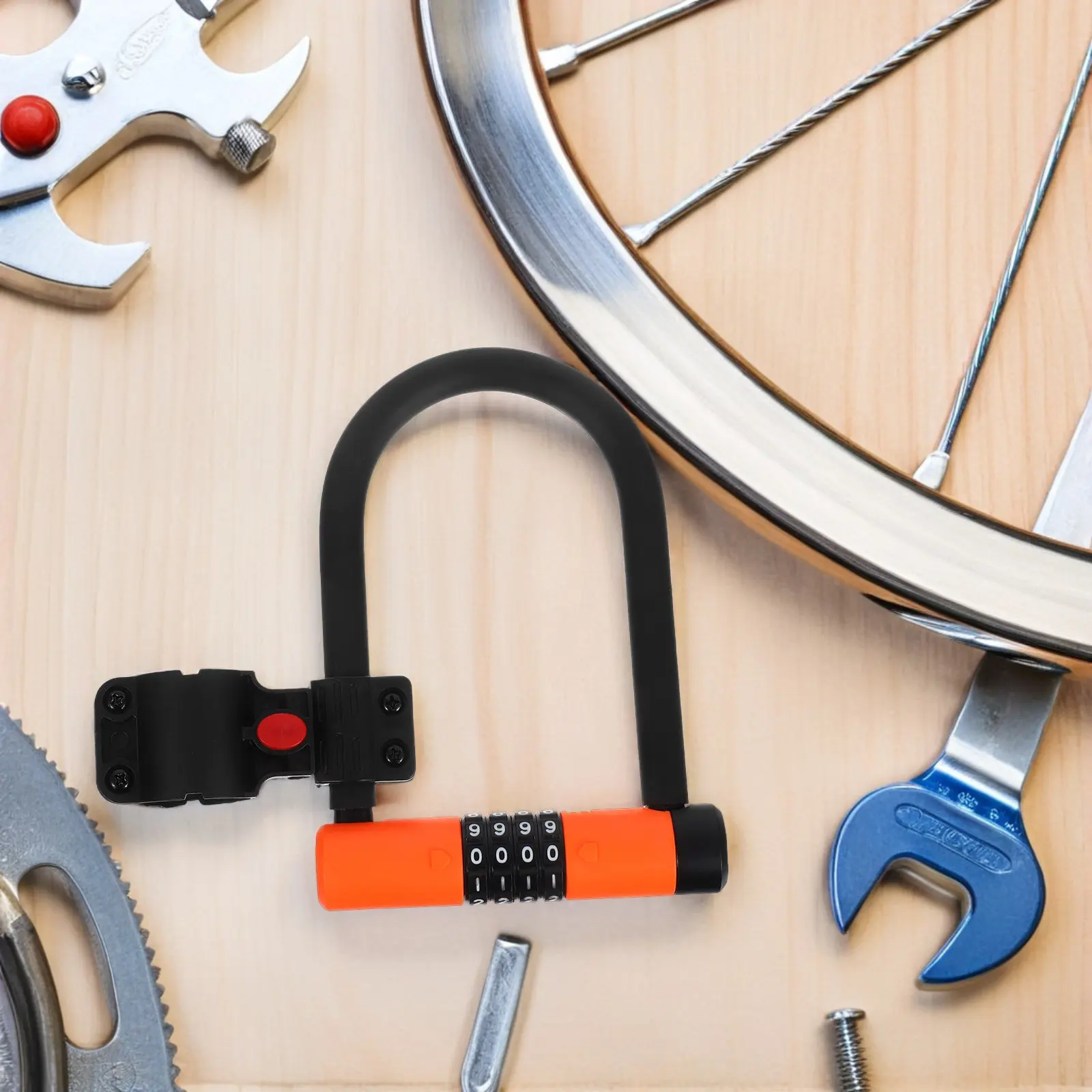 

Комплект из 1 шт. велосипедного замка с паролем, U-образный, без ключа, 4-значный, с возможностью сброса, комбинированный, надежный, противоугонный, складной замок для электровелосипедов