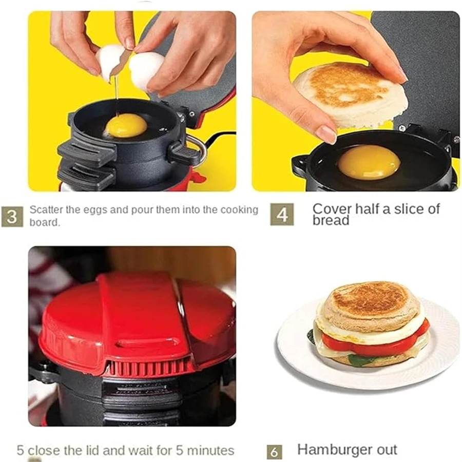 1pc,Hamilton Beach Breakfast Sandwich Maker with Egg Cooker Ring, Customize Ingredients, Perfect for English Muffins, Croissants