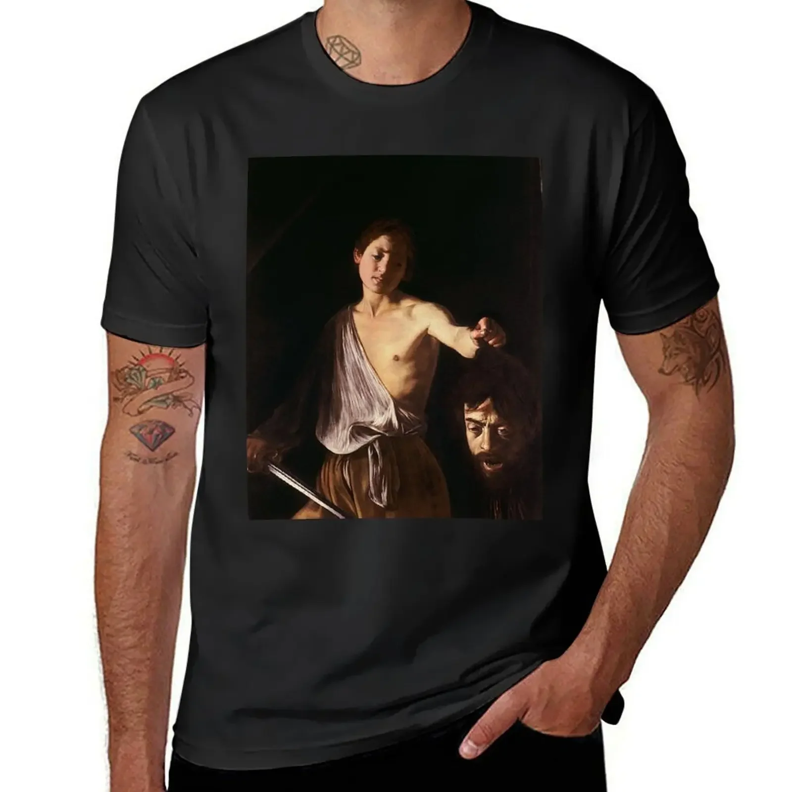 DAVID WITH THE HEAD OF GOLIATH - CARAVAGGIO T-Shirt anime tshirt customs korean fashion mens vintage t shirts