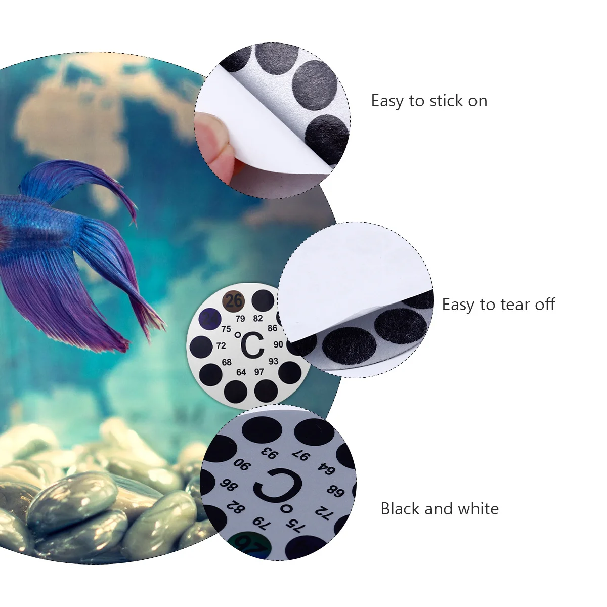 

2Pcs Aquarium Thermometer Sticker Fish Tank Temperature Adhesive Thermometer Strip Clear Scale Celsius Instant Read