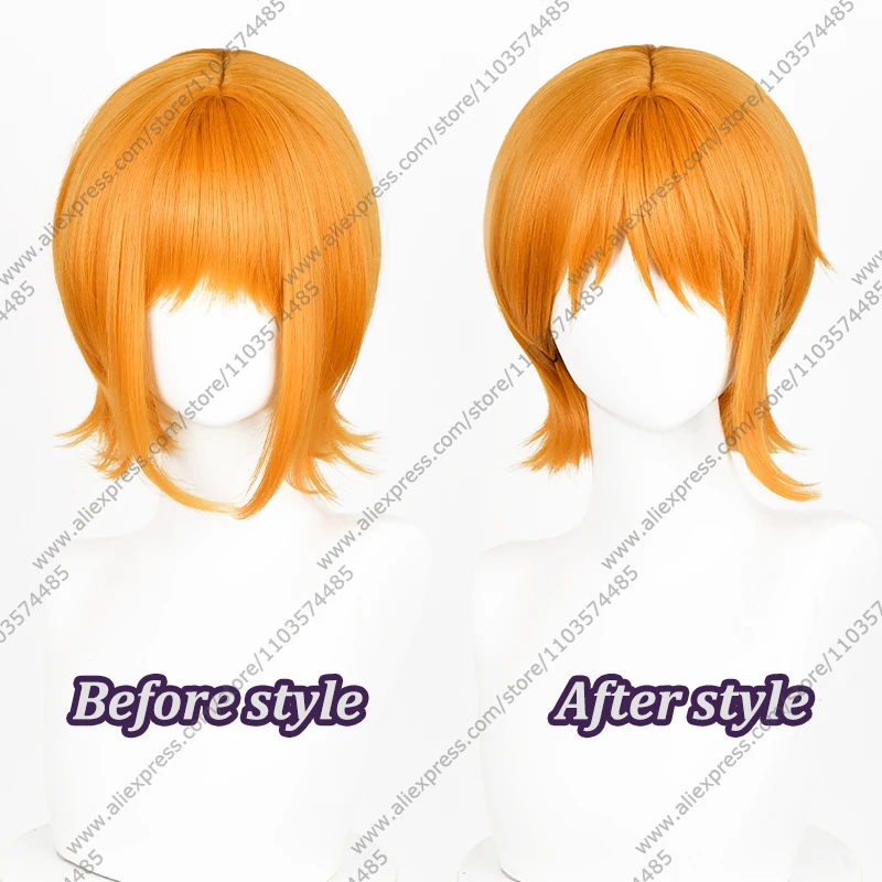 Anime Nami Cosplay Wigs 30cm Orange Short Hair Heat Resistant Synthetic Wig