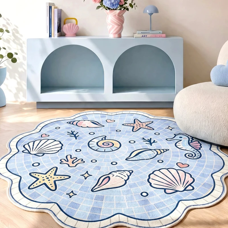 Girl Style Carpets for Living Room Healing Blue Bedroom Decor Carpet Fluffy Soft Irregular Shape Bedside Rug Home Cute Floor Mat