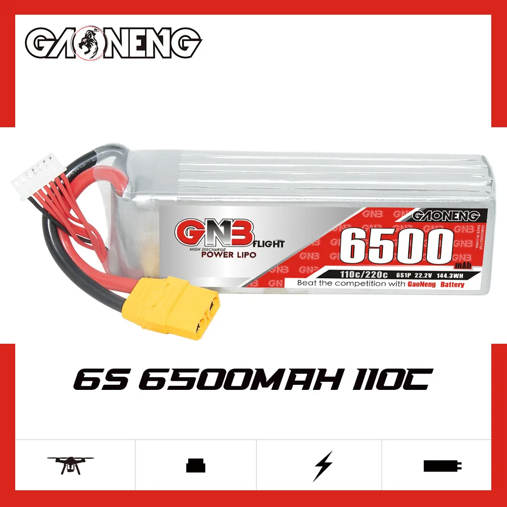 GNB 6S Drone Lipo Battery 5200/6500/7000/8500/9000/11000mAh 110C With XT90S Plug For FPV Drone Airplane Helicopter UAV Battery