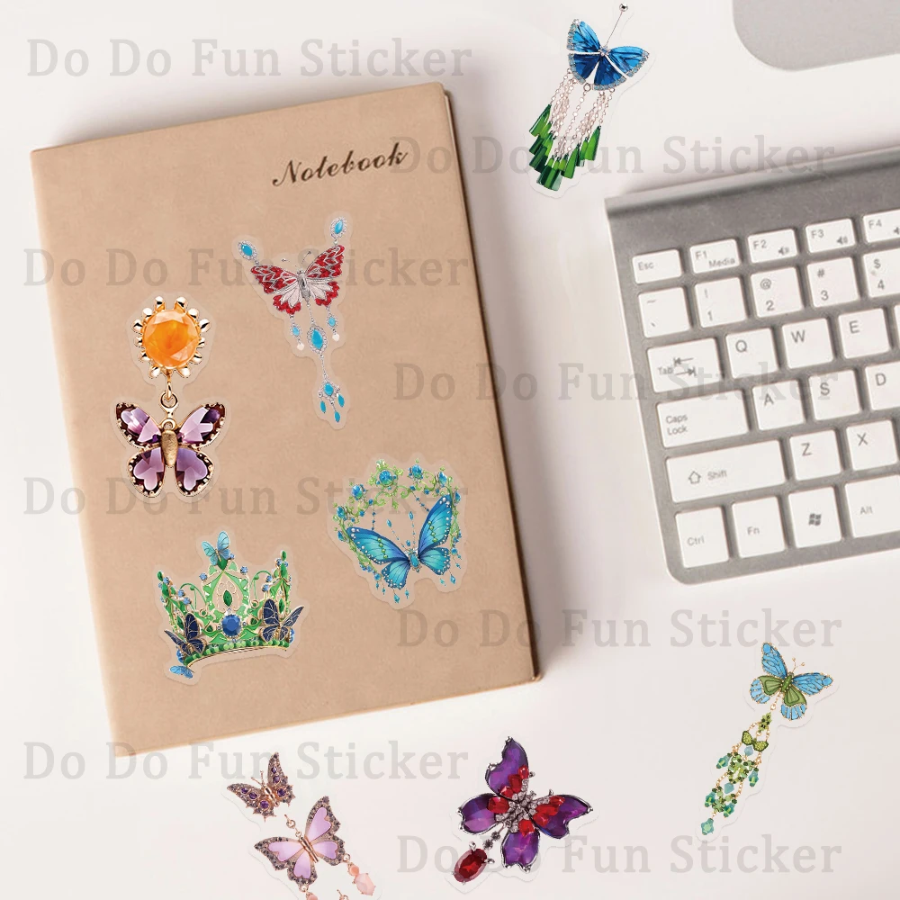 50 قطع جميلة فراشة كريستال مجوهرات الحيوانات الأليفة ملصقات الفن فراشة قلادة أقراط بروش قلادة DIY كوب ماء الغيتار الهاتف