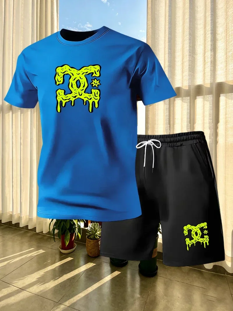 2026 Fashion Leisure Summer Outdoor Sports Set Men's Breathable T-shirt and Shorts Casual Fashion Two Piece Set image 5