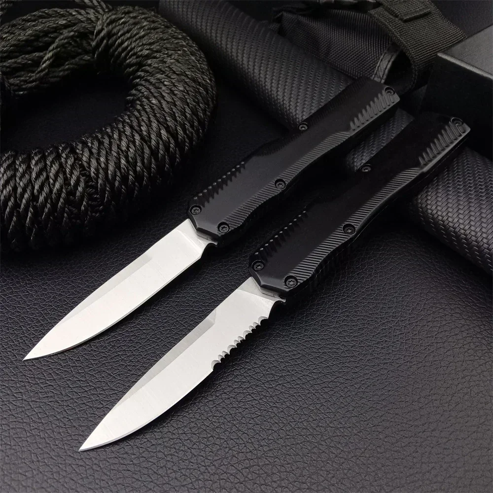 KS 9000 Livewire Knife Full/Serrated Blade 440C Blade, Black Aluminum Handle with Pocket Clip Practical EDC Outdoor Hunting Tool