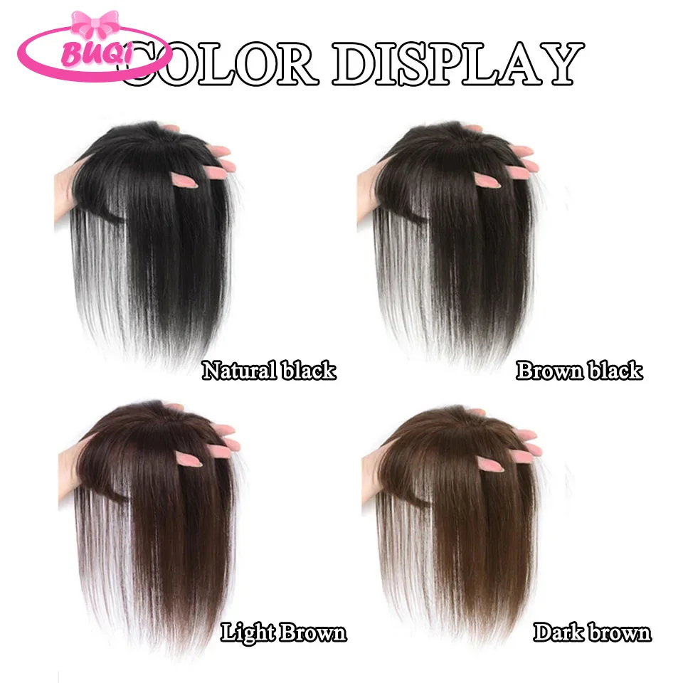 BUQI Natural Human Hair Bangs Side Fringe for Women 3D Middle Part False Bangs Clip-in Exrensions Invisible Hairpieces