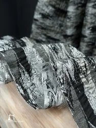 Poplar bark, silver filigree, jacquard texture, double-sided fabric, creative clothing, jacket, bag, handmade DIY designer fabri