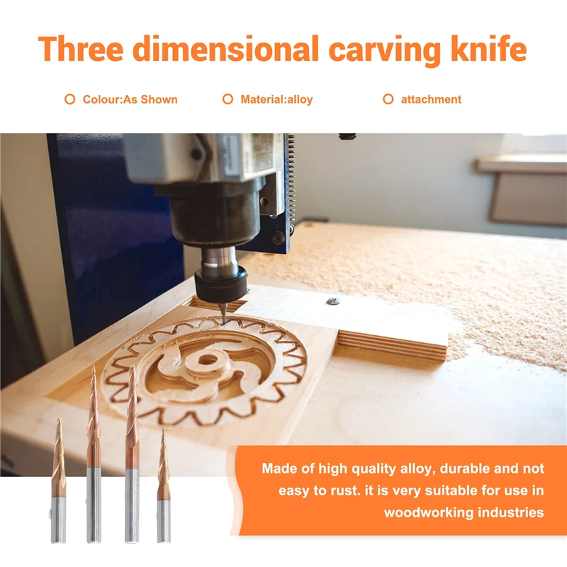 

ABUN-4 шт. твердосплавная спиральная коническая сферическая концевая фреза 6 мм хвостовик фреза деревообрабатывающие фрезы с ЧПУ фреза по дереву