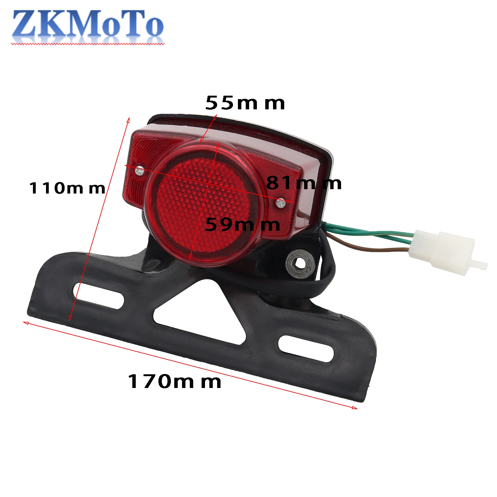 12 Volt Motorcycle Red Rear Tail Light Lights Brake Stop Lamp License Plate Bracket for Honda Monkey Z50 Z50JZ Z 50 KDF Bike