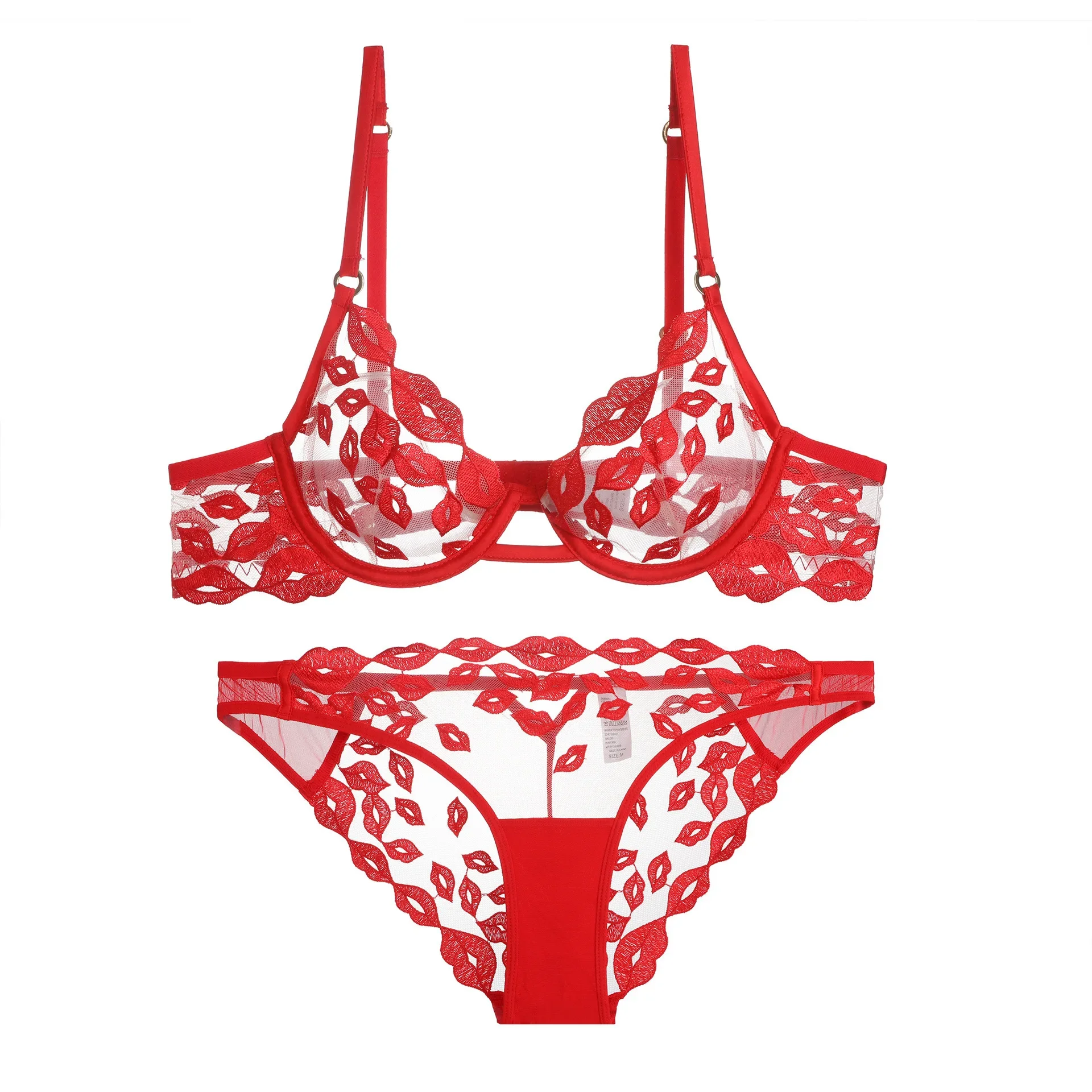 

Women Sexy Bra Set See Through Embroidery Lingerie Micro Bikini Thong Set Underwear Elegan Ladies Thin Bra and Panty Set
