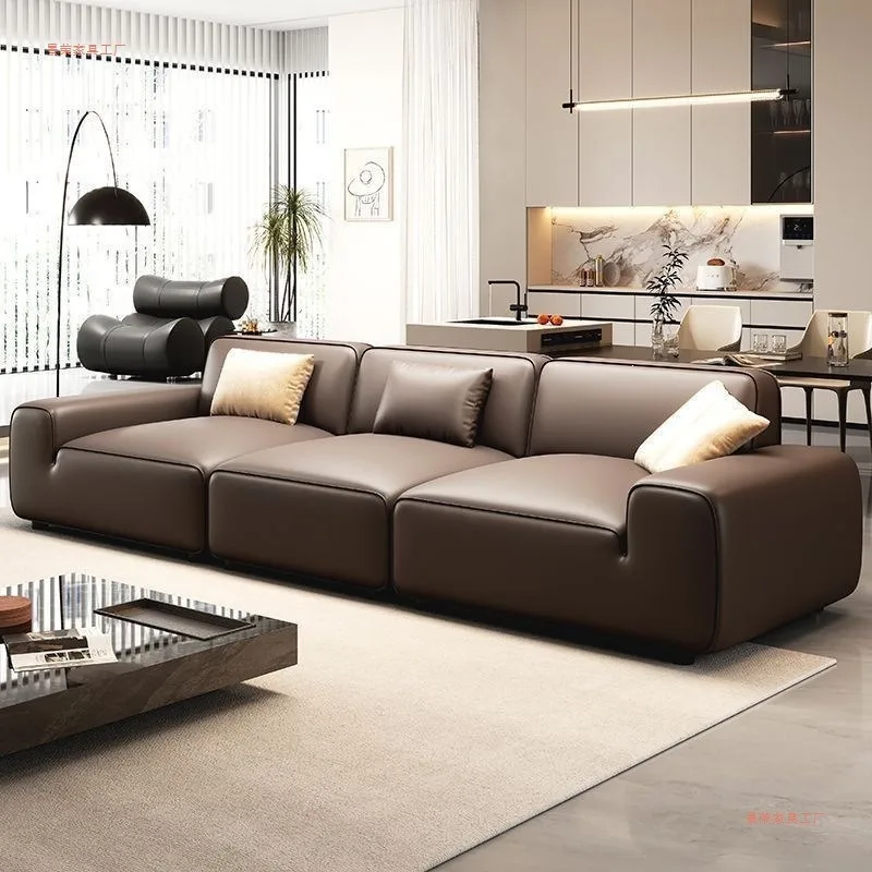 Sofa with black tofu block sand, minimalist home living room solid wood sofa