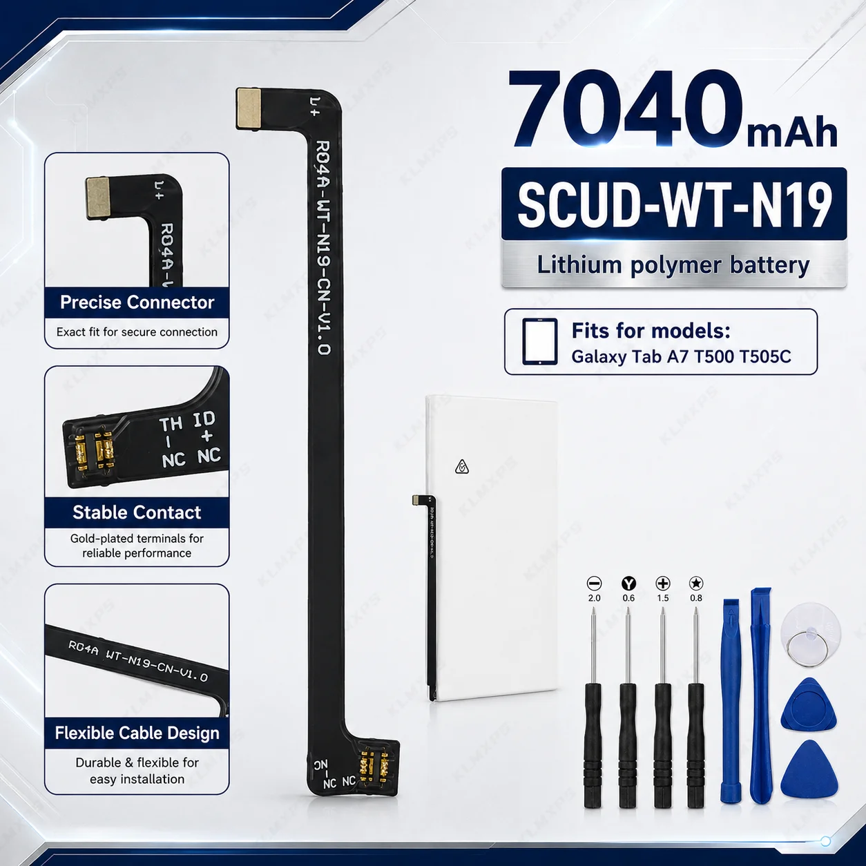 New SCUD-WT-N19 High Capacity 7040mAh Battery for Samsung Tab A7 SM-T500 T505 T505C Internal Replacement Batteries +Repair Tools