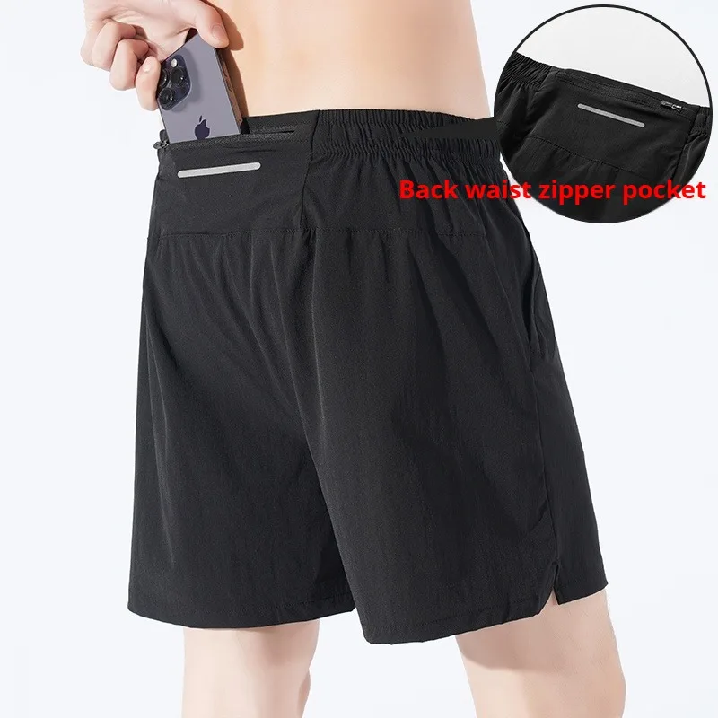 

Mens Fitness Sports Shorts Zipper Pockets Lightweight Breathable Jogger Gym Bodybuilding Workout Quick Dry Running Shorts Man