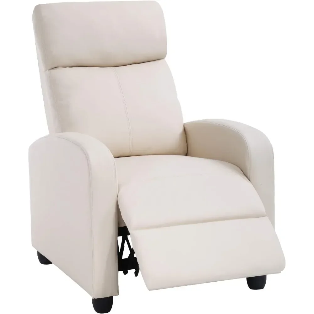 Recliner Chair for Living Room Home Theater Seating Single Reclining Sofa Lounge with Padded Seat Backrest (Beige)