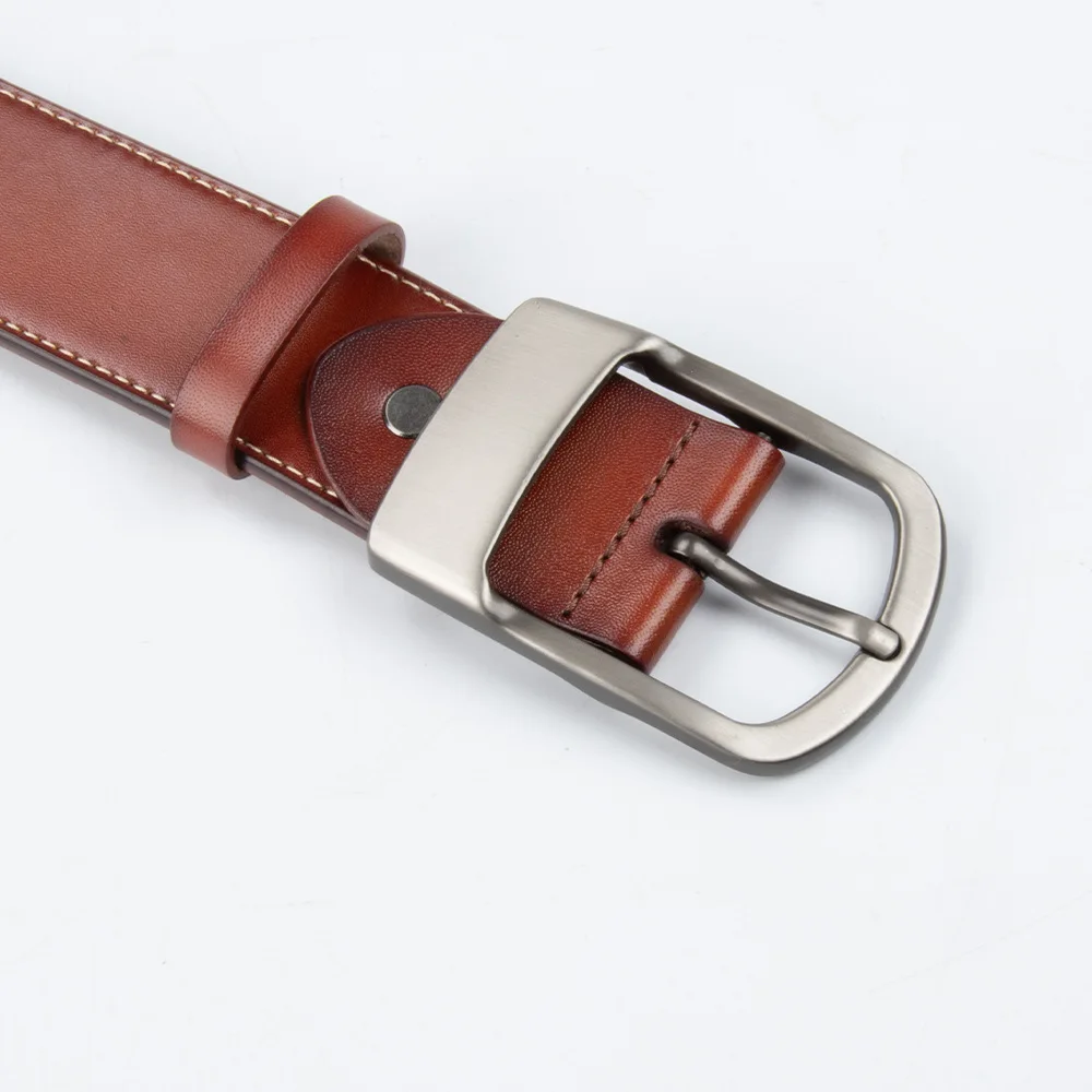 Men's Cowhide Belt Leather Luxury Retro Business Belt Versatile Needle Buckle Simple Casual Item  Luxury Brand