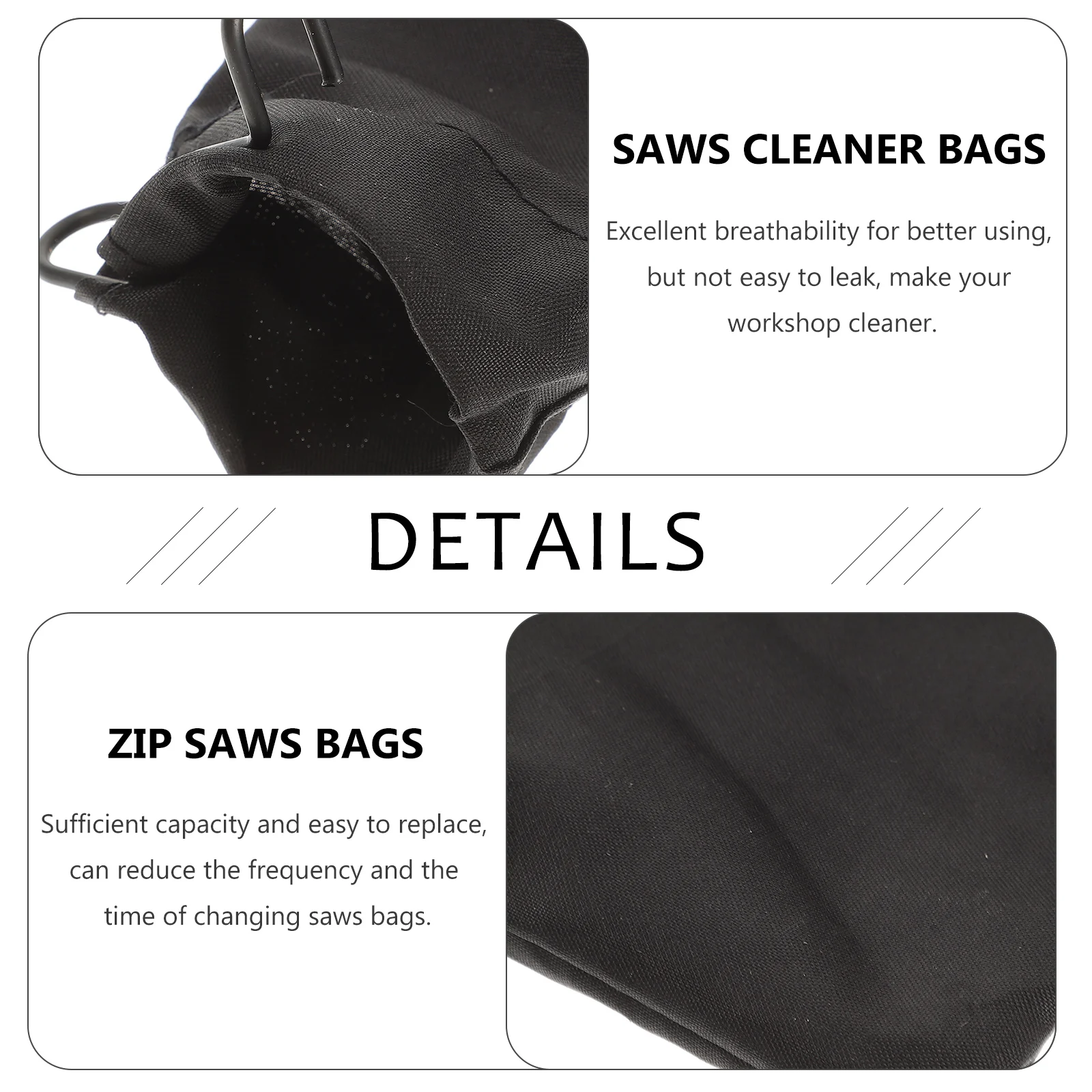 

10 Inch Cutting Machine Dust Bag Black Cleaner Collection With Zipper Easy Disposal Workshop Cleanliness Nylon Material