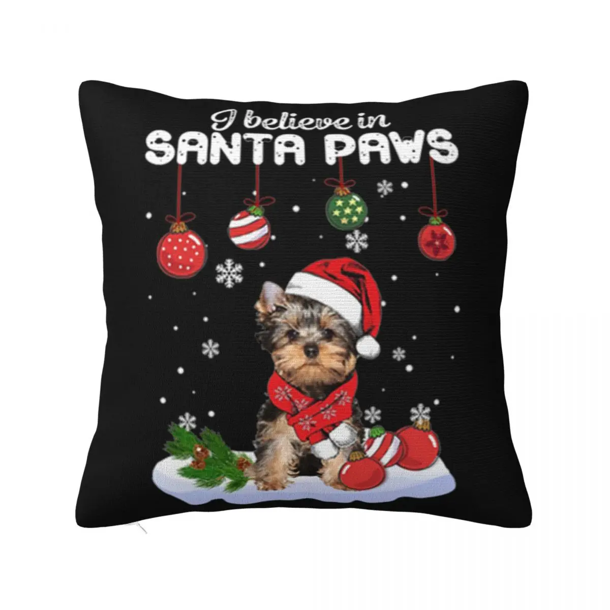 Yorkshire Terrier I Believe In Santa Paws Christmas Fresh Design Man Geek Different Rap Man Pillow Case