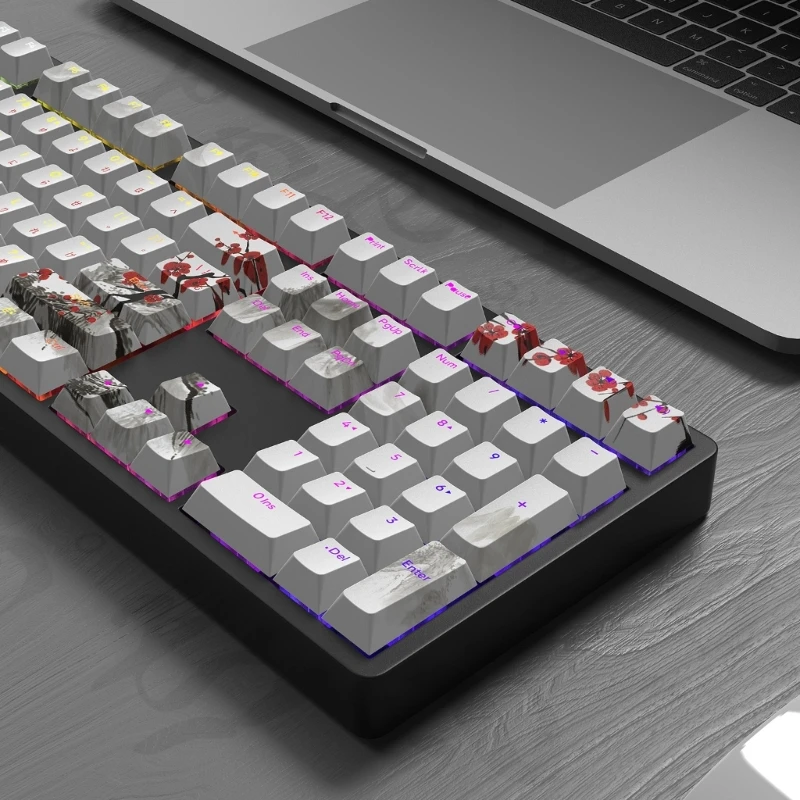 DYESUB Keycaps Plum Blossom Keycap para teclado mecânico RussoRussoCoreano