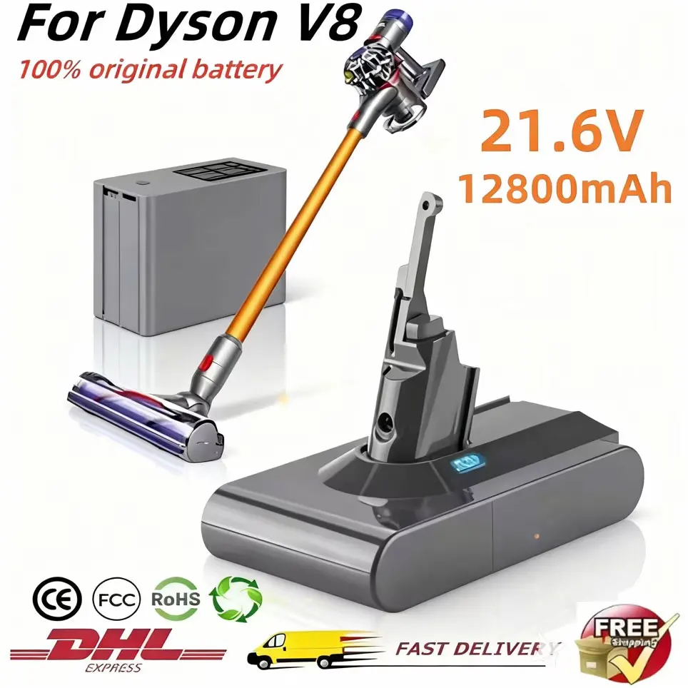 100 % NEU für Dyson V8 21,6 V 12800 mAh Ersatzakku für Dyson V8 Absolute Cord-Free Vacuum Handstaubsauger