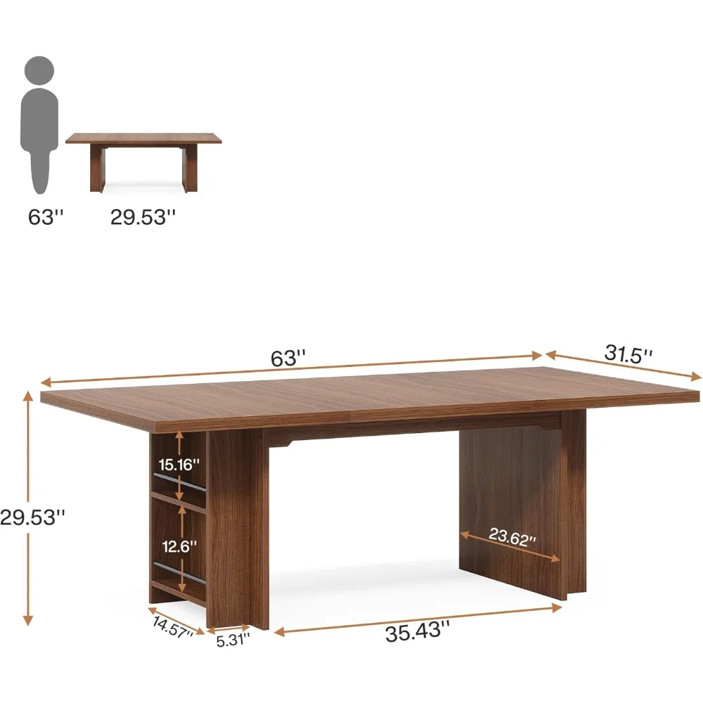 مكتب تنفيذي كبير وحديث، طاولة كتابة طويلة بطول 62.99 بوصة مع أرفف تخزين للاستخدام المنزلي والعمل #2
