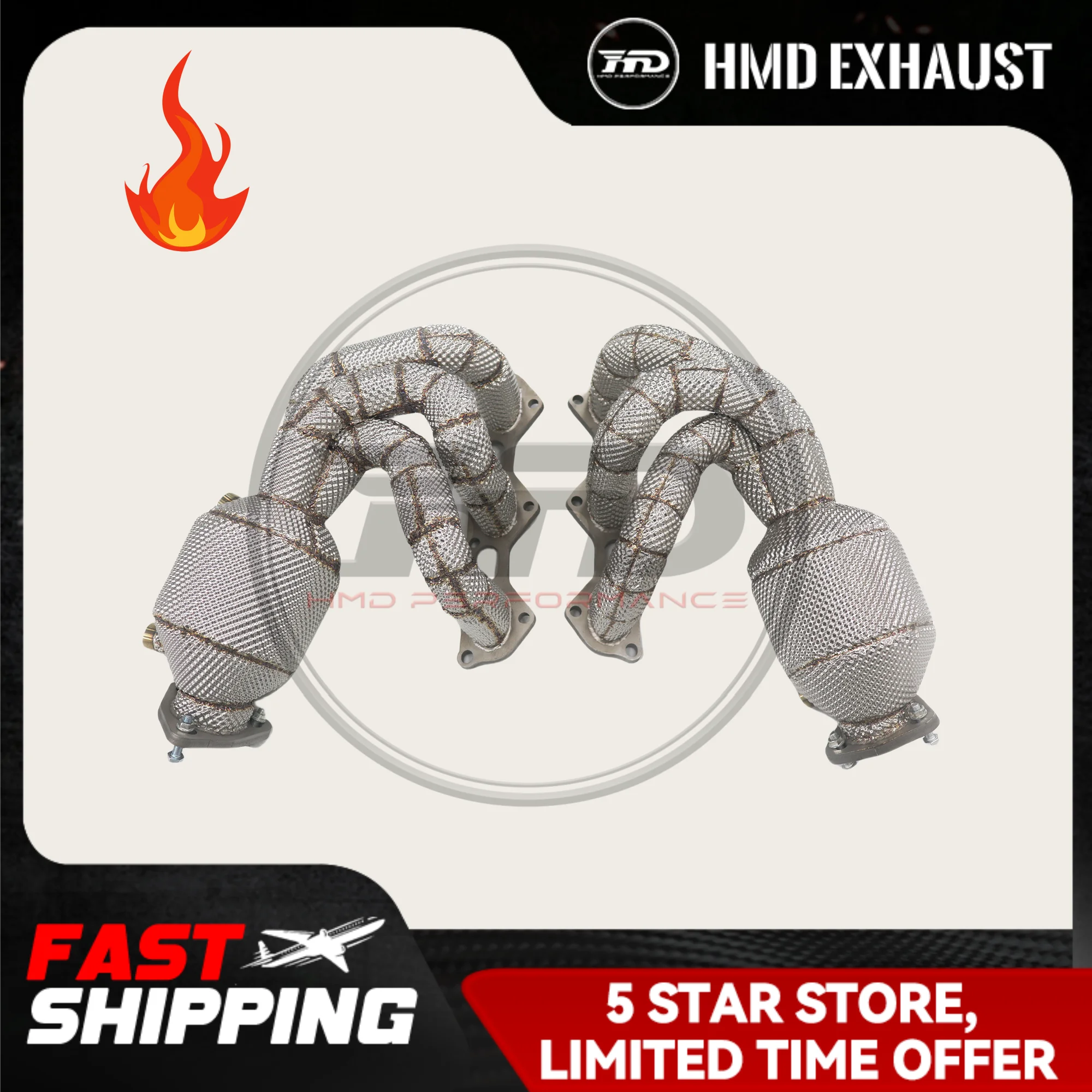 

Limited time offer HMD Exhaust System High Flow Performance Headers for Porsche 718 GT4 GTS 4.0L Manifold With Heat Shield