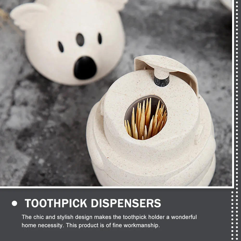 

Держатель для зубочисток в виде мультяшной коалы, автоматический настольный диспенсер для зубочисток с нажимным механизмом, маленький пластиковый футляр, органайзер для дома, путешествий и улицы