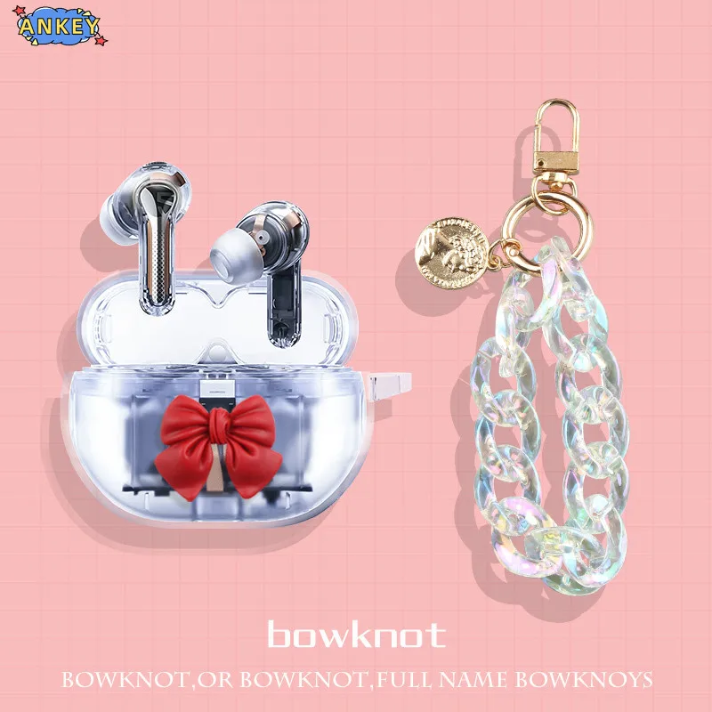 Case for SoundPEATS Capsule3 Pro Pro+ Plus Protective Transparent TPU Bowknot Covers Earphone Shell Headphone Portable Shell