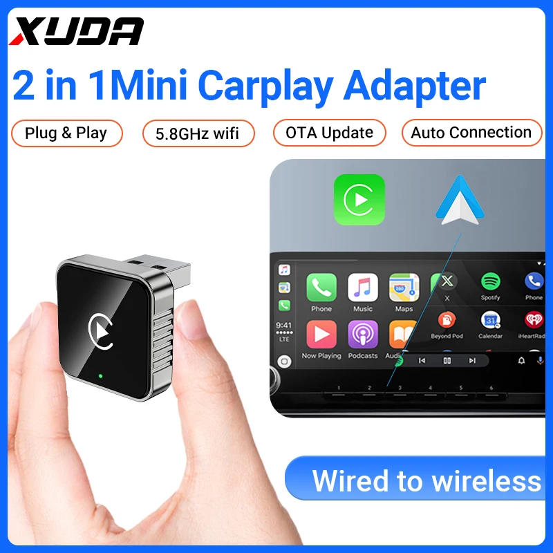 New Super Mini Carplay AI Box Wired to Wireless CarPlay/Android Auto 2in1 Box 5GHz WiFi5 for 99% Original Wired CarPlay/Auto Car