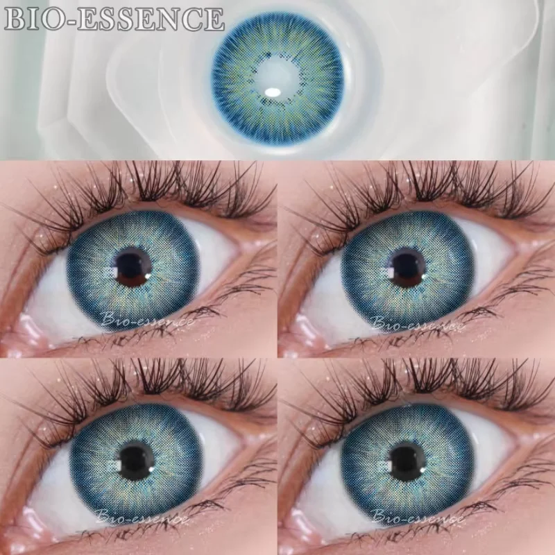 Image: Bio-essence 1 paire de lentilles de Contact de couleur bleue lentilles de Contact de couleur pour les yeux lentilles de mode lentilles pour les yeux bleus