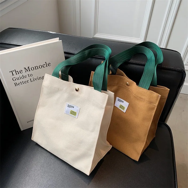 Fashion Canvas Tote Bag for Office, Lightweight Lunch Box Bag for Commuting, Stylish Reusable Grocery Shopping Bag