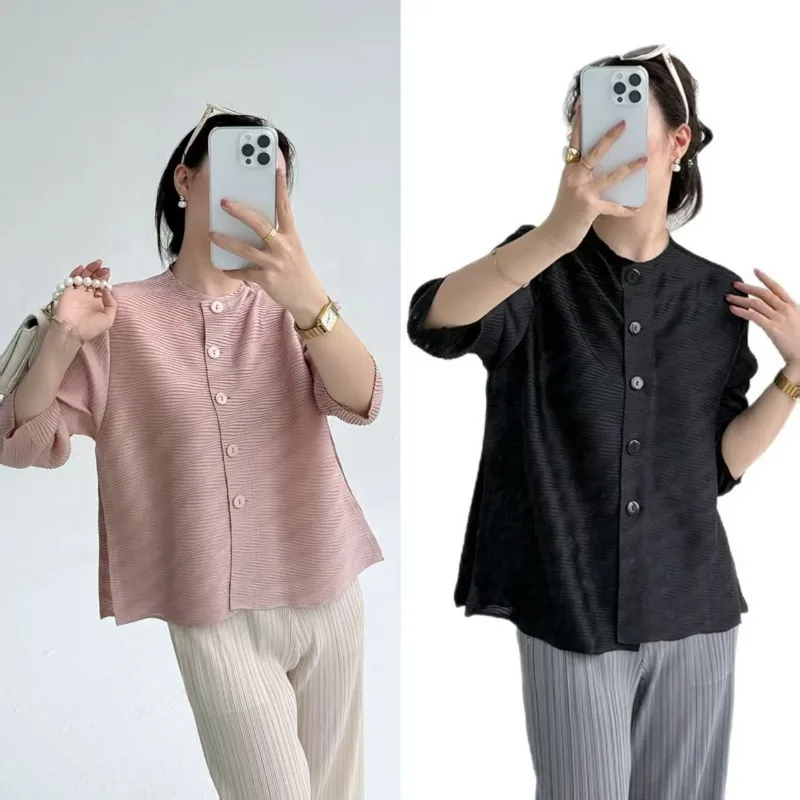 

Плиссированная блузка Miyake, складная 2200, роскошная осенняя новая верхняя одежда во французском стиле со складками, универсальный повседневный кардиган свободного кроя, женский топ