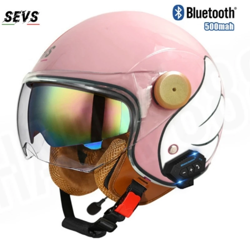 DOT Certification Motorbike Casco Go Kart Scooter Motor Van Bluetooth Dual Lens Vintage Helmets Four Seasons Racing Half Helmet