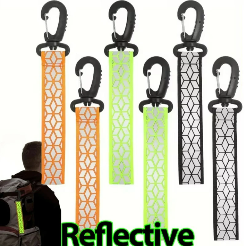 1/3 قطعة الأشرطة العاكسة قلادة المفاتيح للتخييم في الهواء الطلق Ight تشغيل الدراجات على ظهره السلامة خفيفة الوزن مشرق Keyrings #2