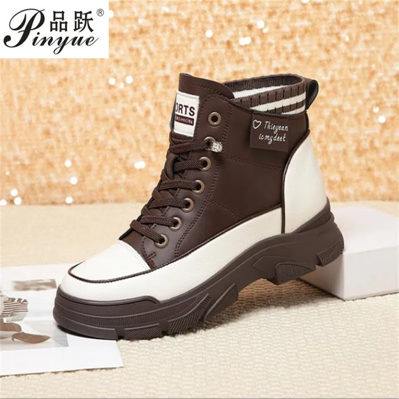 Winter High Top Chunky Warm Women Boots New Plus Velvet Cotton Shoes Side Zipper Causal Soft sneakers Ankle Short Boot 35- 40