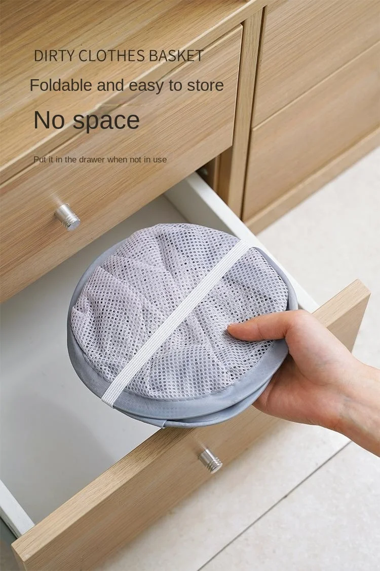 Foldable Storage Laundry Basket Organizer Dirty Clothes Mesh Bag Household Wall-mounted Bathroom Clothes Hanging Baskets Bucket