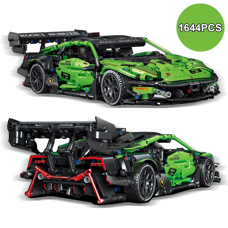 

Классический зеленый 1644 шт., супер гоночный автомобиль, набор строительных блоков, креативное 3D украшение для рабочего стола, Рождественский подарок для взрослых и детей