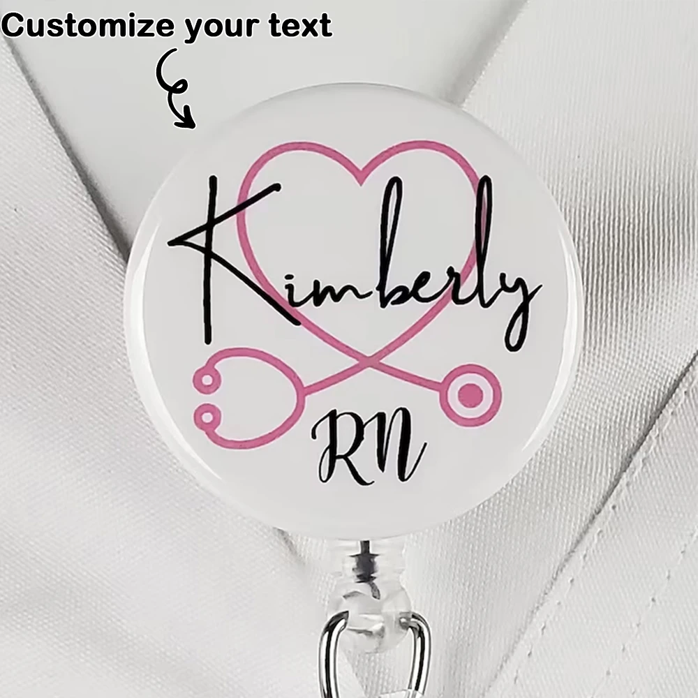 Porte-badge infirmier personnalisé, porte-badge rétractable personnalisé avec nom, cordon porte-badge, clip pour badge, badge RN, cadeau pour le personnel