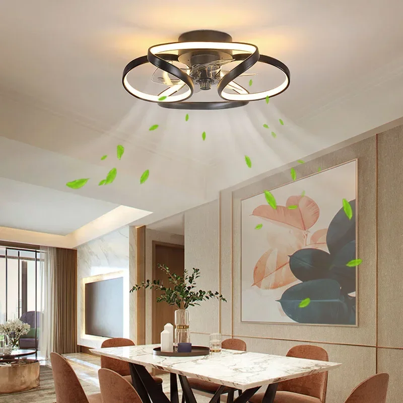 2025 Nordic Intelligent Fan Light Color Dimming And Silent LED Ceiling Fan Light Remote Control Abanicos De Tech Bedroom Lightin