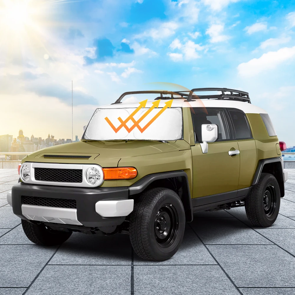 Faltbarer Sonnenschutz Protector Dual-Layer Sonnenschutz Custom für Toyota Fj Cruiser Sport Utility 2013-2017 Frontscheibe Windschutz scheibe Visier – Detail 9