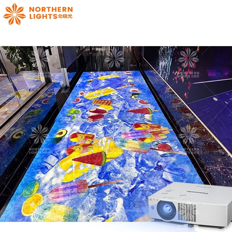 Interactive 3d Space Dynamic Magic Ocean Waves Footprint Tread Immersive Indoor Floor Virtual Beach Holographic Projection