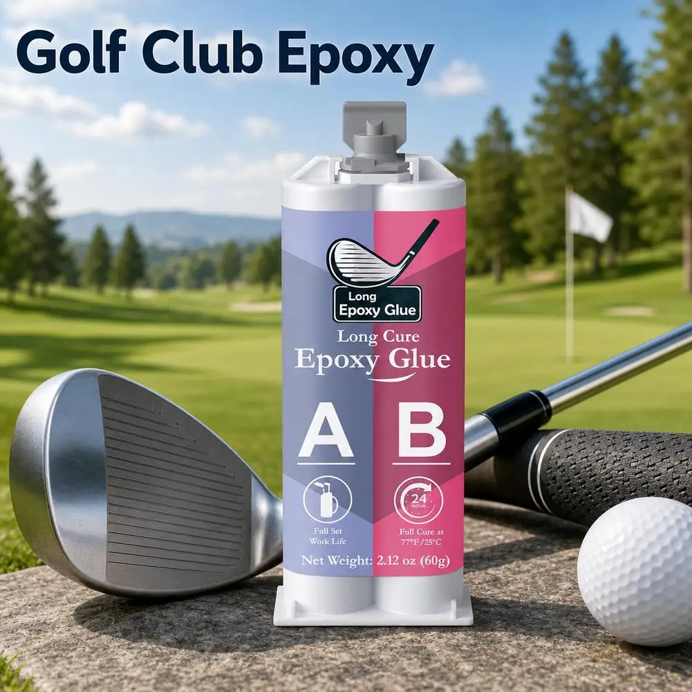 60g Long Cure Epoxy Glue for Golf Club Repair High Impact & Waterproof AB Adhesive Quick Cure Transparent Durable Golf Epoxy