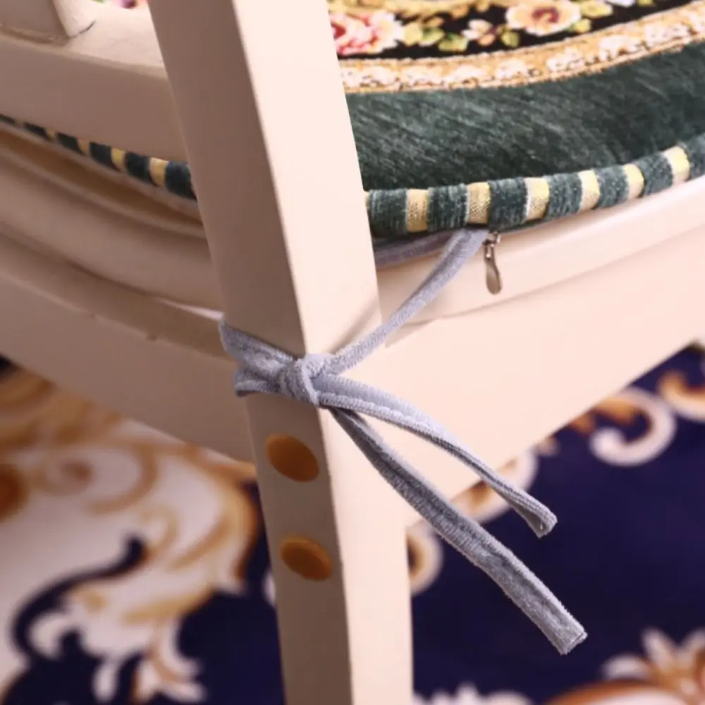 

Creative Chenille Dining Chair Cushion Vintage Floral Pattern Embroidered Chair Mat Detachable Non-slip Seat Mat Household
