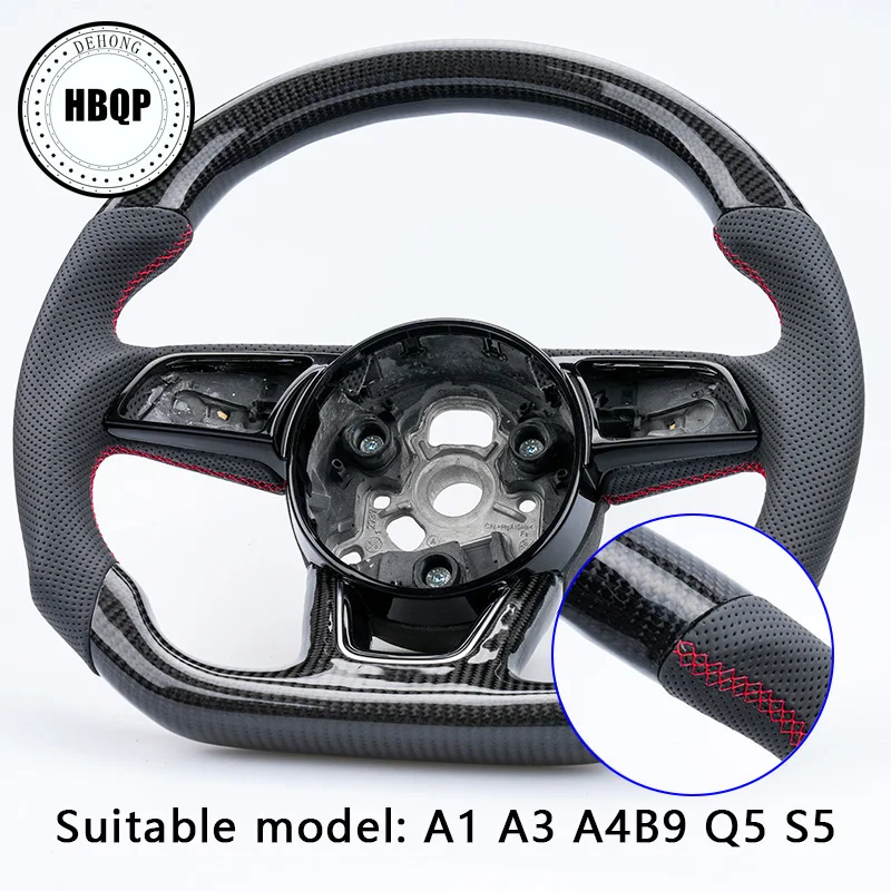 Fully perforated semi-perforated steering wheel for Audi A3 A4 A5 S3 S4 S5 2017-2022 leather flat bottom steering wheel sport