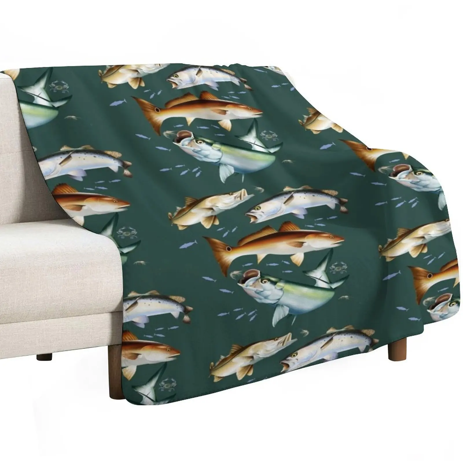 Mary Tracy - Tarpon, Snook, Speckled Trout and Red Drum Flats Fishing Throw Blanket Furrys Stuffeds Heavy Retros Blankets