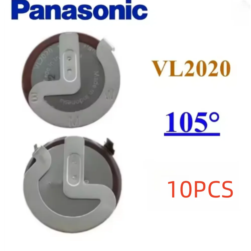 100% NOWY Oryginalny 1-10 SZT. VL2020 Oryginalna Bateria Litowa Panasonic 2020 z Nóżkami 105 Stopni do Kluczyka Samochodowego — zdjęcie produktu 2