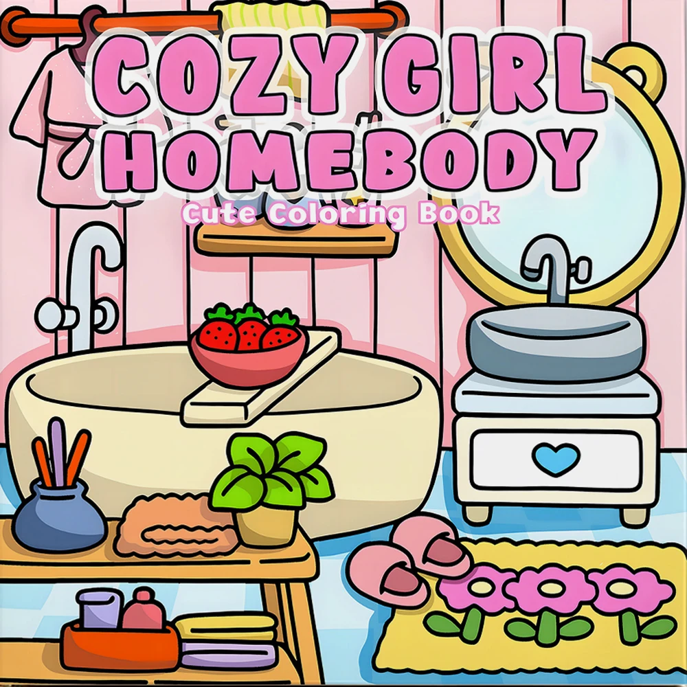 

COZY GIRL HOMEBODY CUTE Coloring Book For Adults And Teens Featuring 24 Page For Relaxation Graffiti Painting Drawing ﻿