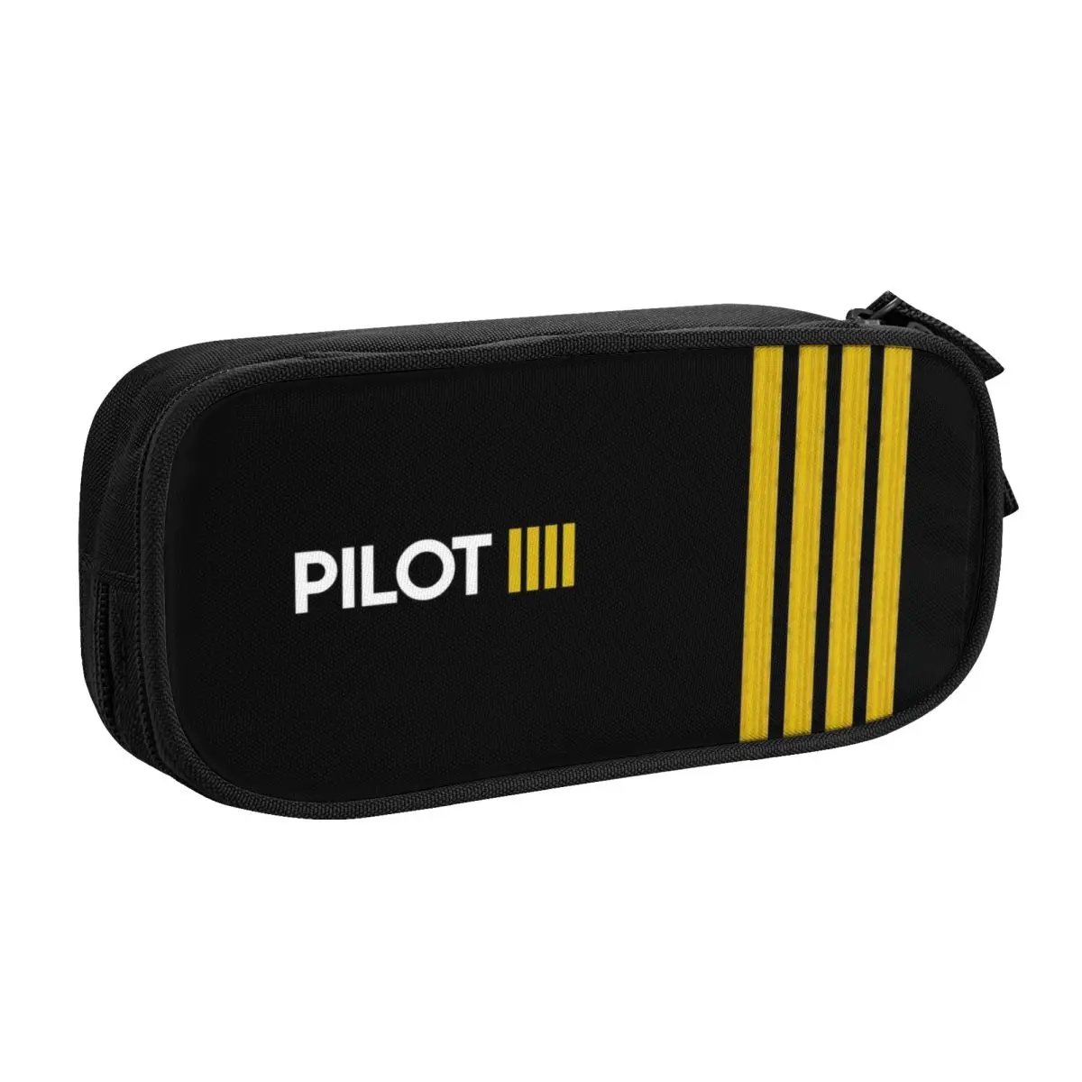 Custom Pilot Captain Stripes School Pencil Cases Large Storage Aviation Airplane Aviator Pencil Box Students Stationery