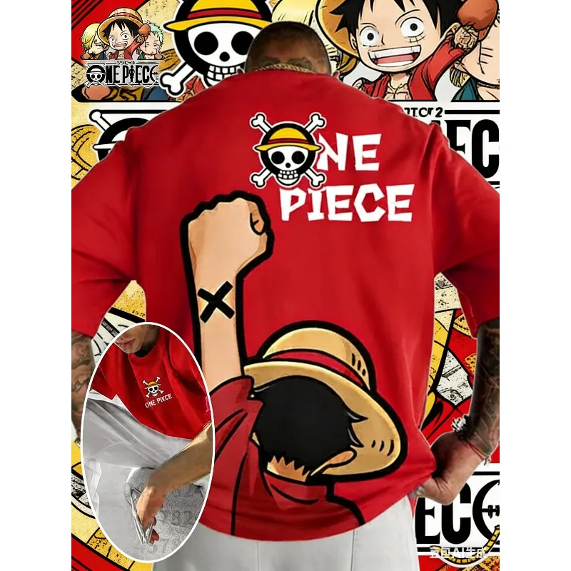 One Piece Luffy Zoro Grafik-T-Shirts für Herren, Anime-Print, Sommer, Y2k, Baumwolle, lässig, übergroß, kurzärmelig, Streetwear, Harajuku